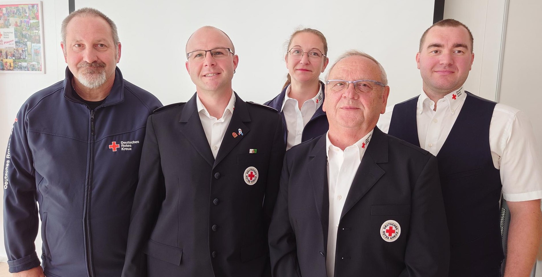Thomas Schäflein (Beisitzer JRK), Ron Keller (Beisitzer KatS), Katrin Köhler (Schatzmeisterin), Manfred Bredow (Vorsitzender), Kai Klause (stv. Vorsitzender)